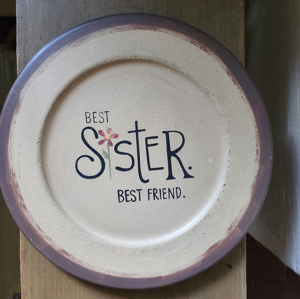 Primitive Best Sister Best Friend Plate - Picture 1 of 5